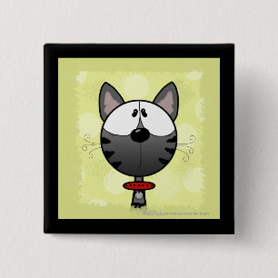 Grau Striped Kitty Button
