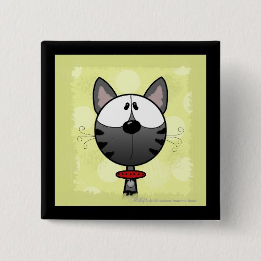 Grau Striped Kitty Button (Vorderseite)