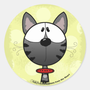 Grau Striped Kitty Runder Aufkleber