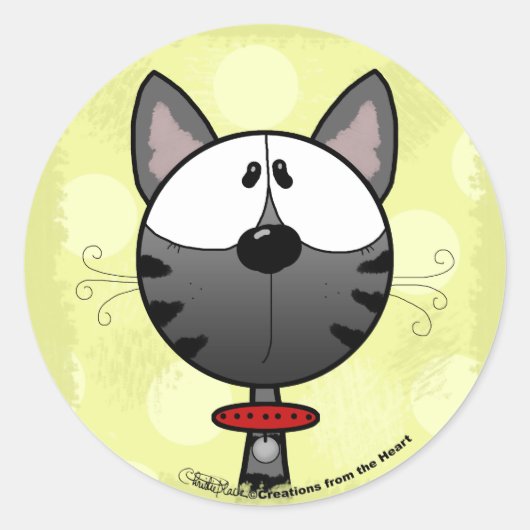 Grau Striped Kitty Runder Aufkleber (Vorderseite)