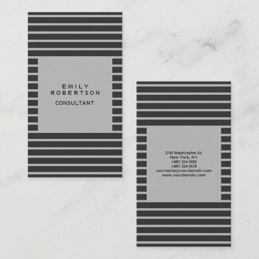 Grau Stripped Minimalistisch Modern Schlicht Creat Visitenkarte (Vorne/Hinten)