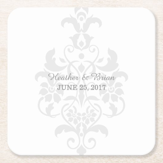Grau-subtile Damask Paper-Untersetzer Rechteckiger Pappuntersetzer (Vorderseite)