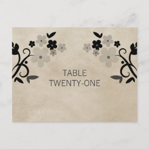 Grau Sweet Vintag Floral Tischnummer Postkarte