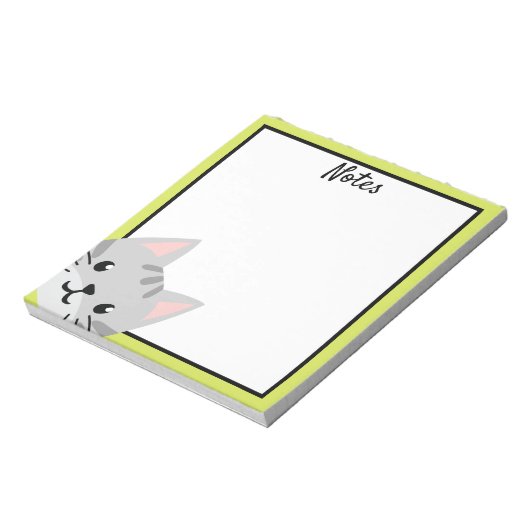 Grau Tabby Cat Blank Notepad Notizblock (Rotiert)