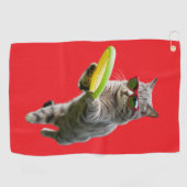 Grau Tabby Disk Golfer Handtuch (Horizontal)