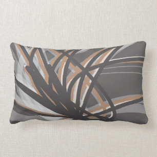 Grau & Tan Abstrakte Ribbons Lendenkissen