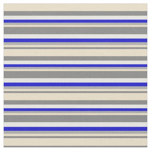 Grau, Tan, Dunkelgrau, Blau und Weiß Muster Stoff (Nahaufnahme)
