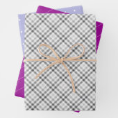 Grau-Tartan-Muster mit Lila Lilac Geschenkpapier Set (Beispiel)