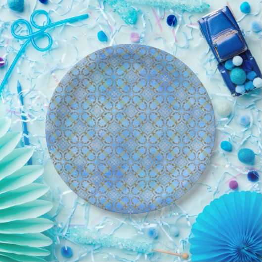 Grau, Taupe, Blau, grüner Skelettverschluss Pappteller (Party)