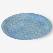 Grau, Taupe, Blau, grüner Skelettverschluss Pappteller (Schrägansicht)