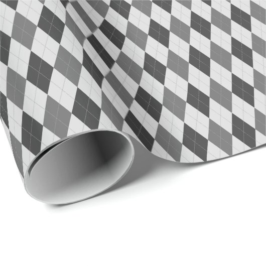Grau Tones Raute Wrapping Paper Geschenkpapier (Rolleneckpunkt)