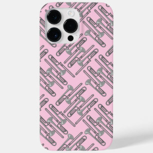 Grau-Trombone-Crosshatch Pink-Muster Case-Mate iPhone 14 Pro Max Hülle