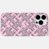 Grau-Trombone-Crosshatch Pink-Muster Case-Mate iPhone Hülle (Rückseite (Horizontal))