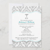 Grau-Türkis-Abschluss Einladung (Vorderseite)