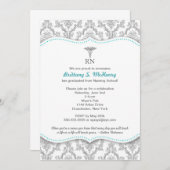 Grau-Türkis-Abschluss Einladung (Vorne/Hinten)