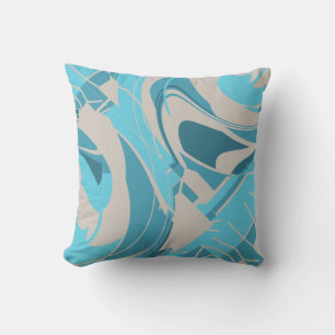 Grau Türkis Aqua Mittelmeer Diagonal Blumenmuster Kissen