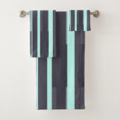 Grau Türkis Karierte amerikanische Linie Art Badhandtuch Set (Insitu)
