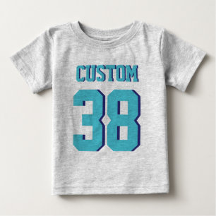 Grau & Turquoise Baby Sports Jersey Design T-shirt