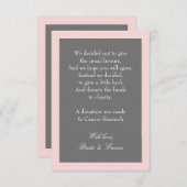 Grau u. erröten rosa Hochzeits-Spenden-Anmerkung Begleitkarte (Vorne/Hinten)