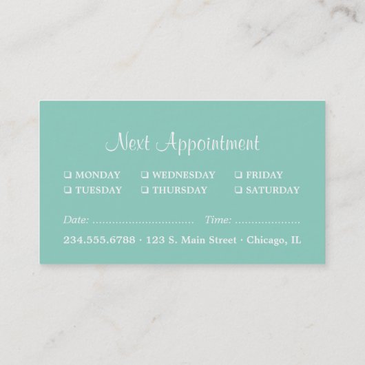 Grau und Aqua Floral Damask Ernennung Terminkarte (Rückseite)