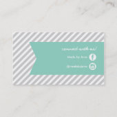 Grau und Aqua Moderne Streifen und Band Visitenkarte (Rückseite)