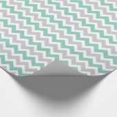 Grau und Aqua Zigzag Zickzack Streifen Geschenkpapier (Ecke)