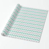 Grau und Aqua Zigzag Zickzack Streifen Geschenkpapier (Ungerollt)