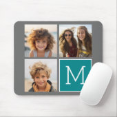 Grau und Aquamarine Instagram-FotoCollage Monogram Mousepad (Mit Mouse)