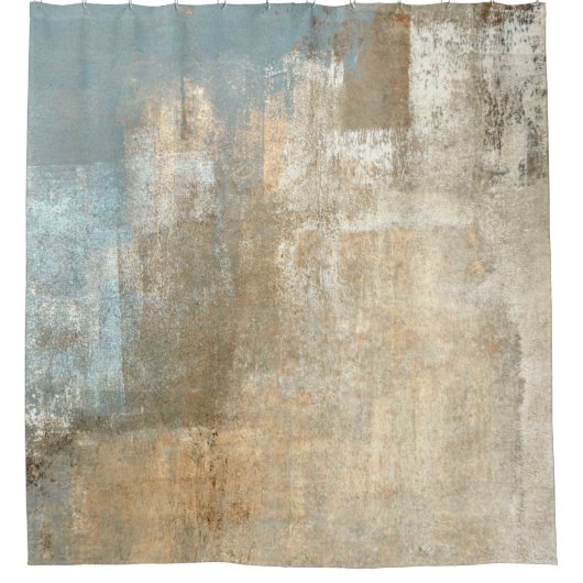 Grau und Beige Abstrakte Kunst Malerei abstrakt, K Duschvorhang (Vorderseite)