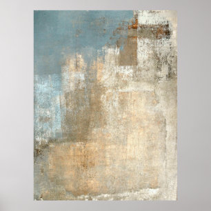 Grau und Beige Abstrakte Kunst Malerei abstrakt, K Poster