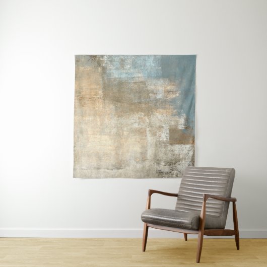 Grau und Beige Abstrakte Kunst Malerei abstrakt, K Wandteppich (Beispiel (Horizontal))