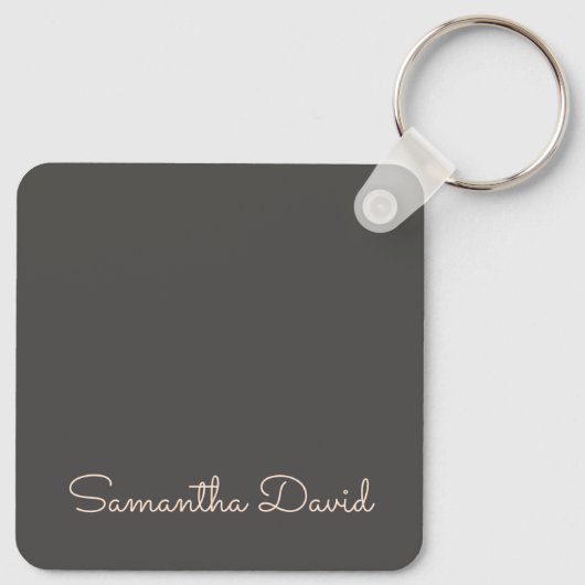 Grau und Beige personalisiert Schlüsselanhänger (Rückseite)