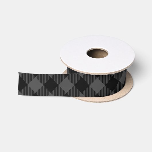 Grau und Black Buffalo Karo Satinband (Spule)