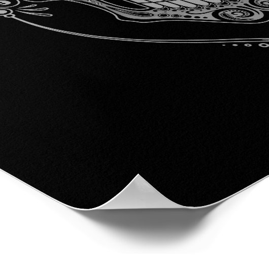 Grau und Black DJ Sugar Skull Poster (Ecke)