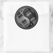 Grau und Black Yin Yang Guitars Runder Aufkleber (Tasche)
