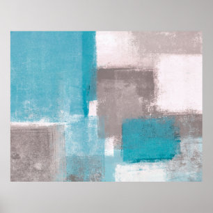 Grau und Blau Abstrakt Art Malerei Abstract,Malere Poster