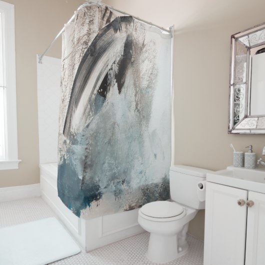 Grau und Blau Abstrakte Kunstmalerei.abstrakt,art, Duschvorhang (Beispiel)