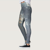 Grau und Blau gestört Abstrakt Leggings (Links)