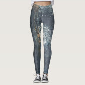 Grau und Blau gestört Abstrakt Leggings (Vorderseite)