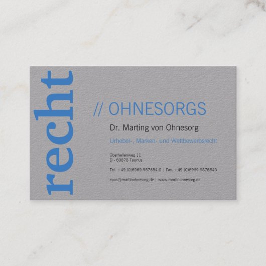 Grau und blau, großartig für Anwalt Visitenkarte (Vorderseite)