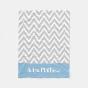 Grau und Blau karierte personalisierte Babydecke m Fleecedecke