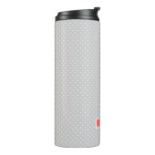 Grau und Coral Tiny Dots Monogram Thermosbecher (Nach links gedreht)
