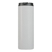 Grau und Coral Tiny Dots Monogram Thermosbecher (Rückseite)