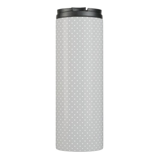 Grau und Coral Tiny Dots Monogram Thermosbecher (Rückseite)