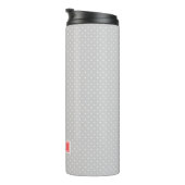 Grau und Coral Tiny Dots Monogram Thermosbecher (Nach rechts gedreht)