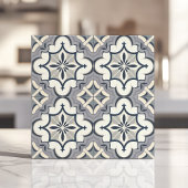 Grau und Creme Geometric Floral Fliese