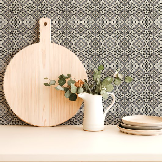 Grau und Creme Geometric Floral Fliese