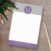 Grau und Eggplant Chevrons mit Custom Monogram Post-it Klebezettel