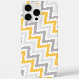 Grau und Gelb Diagonal Zigzag Ikat Muster iPhone 16 Pro Max Hülle