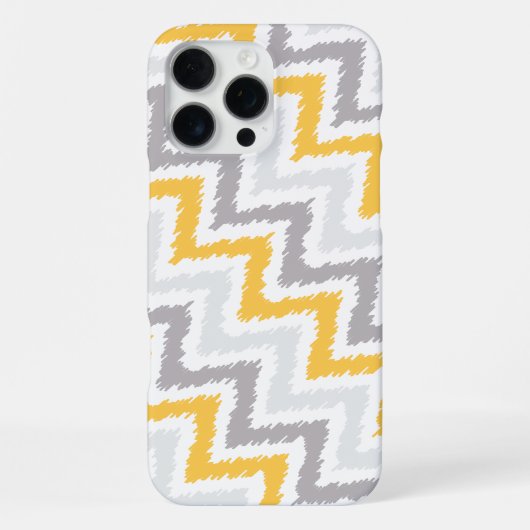 Grau und Gelb Diagonal Zigzag Ikat Muster iPhone Hülle (Rückseite)